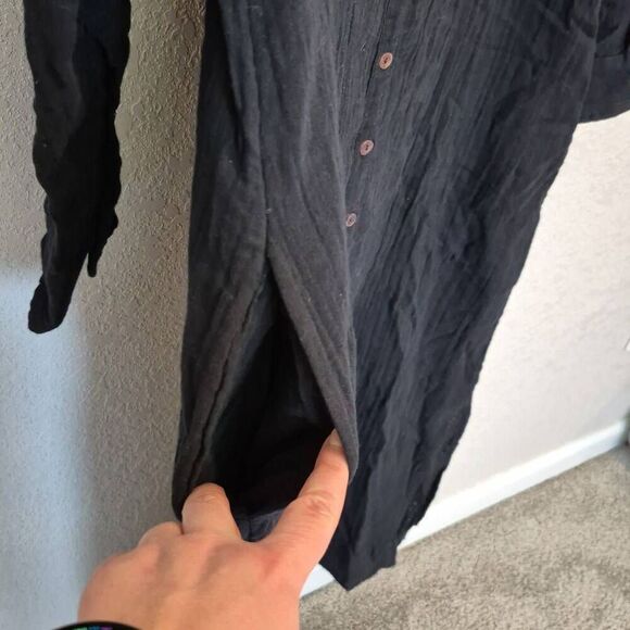 Natural Life Maxi Shirt Dress Women’s S Black Button Up - Picture 3 of 8